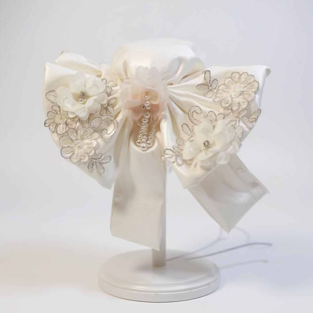 Satin Decorated Romper and Hat